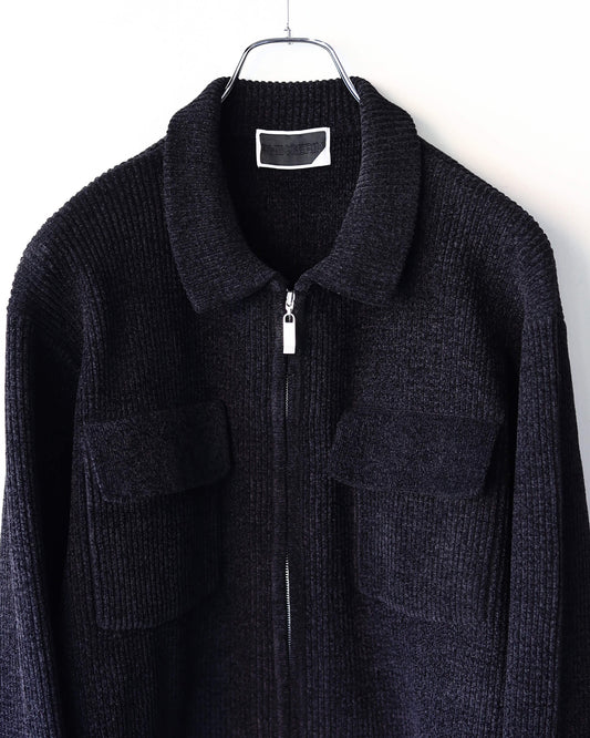 CORDY KNIT JACKET "BLACK"