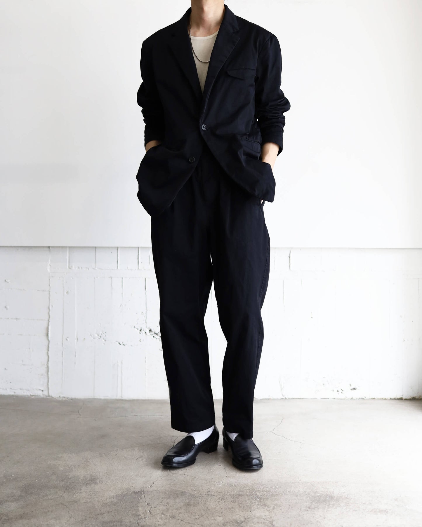 GARMENT DYE NYLON TWILL / 2B JACKET "BLACK"