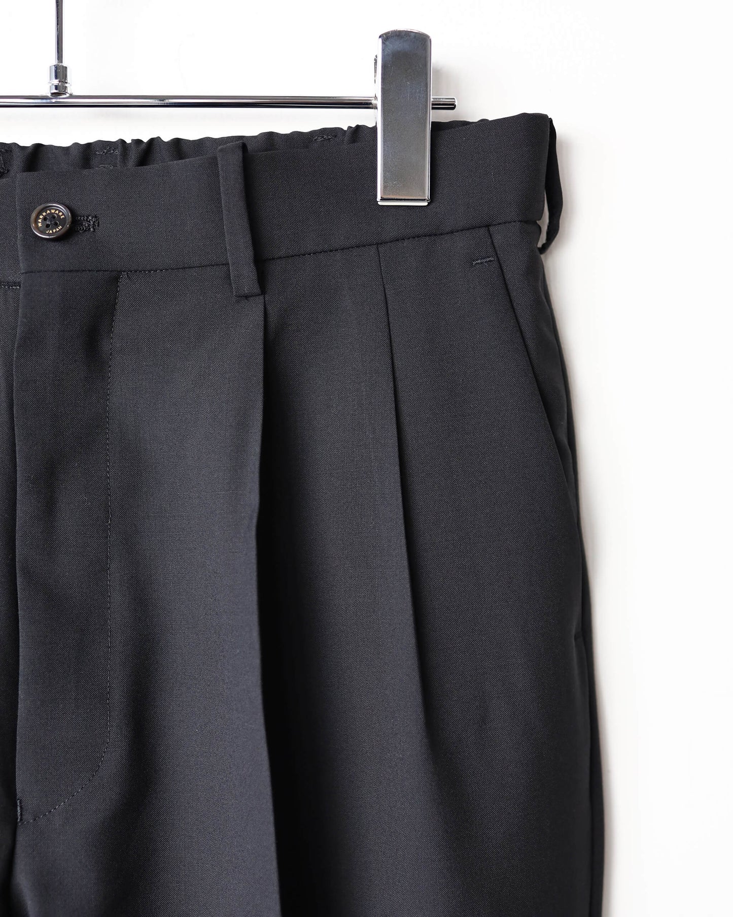 CLASSIC FIT DOUBLE PLEATED TROUSERS ORGANIC WOOL 2/80 TROPICAL "BLACK"