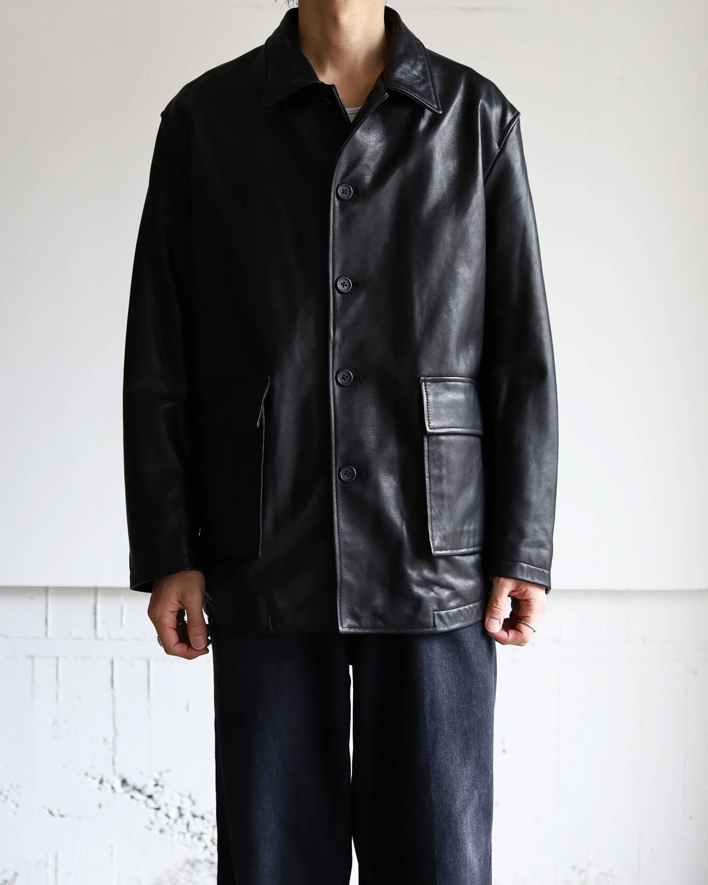 LEATHER WORK JACKET "BLACK"