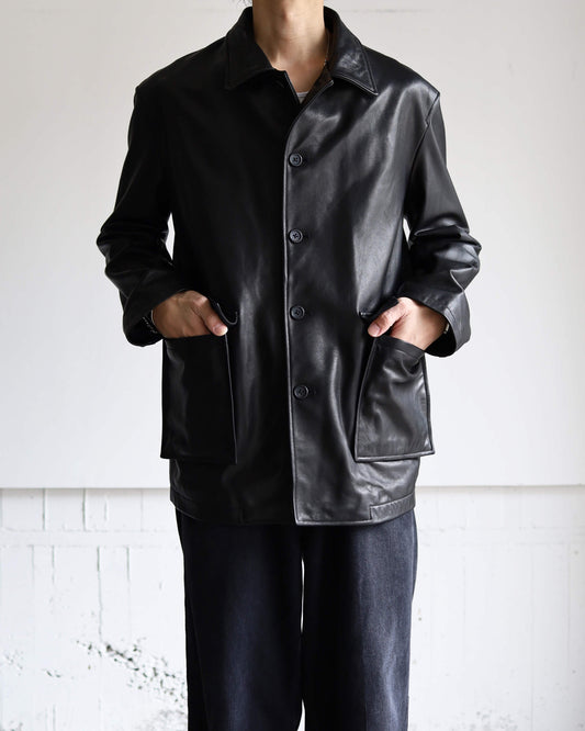 LEATHER WORK JACKET "BLACK"