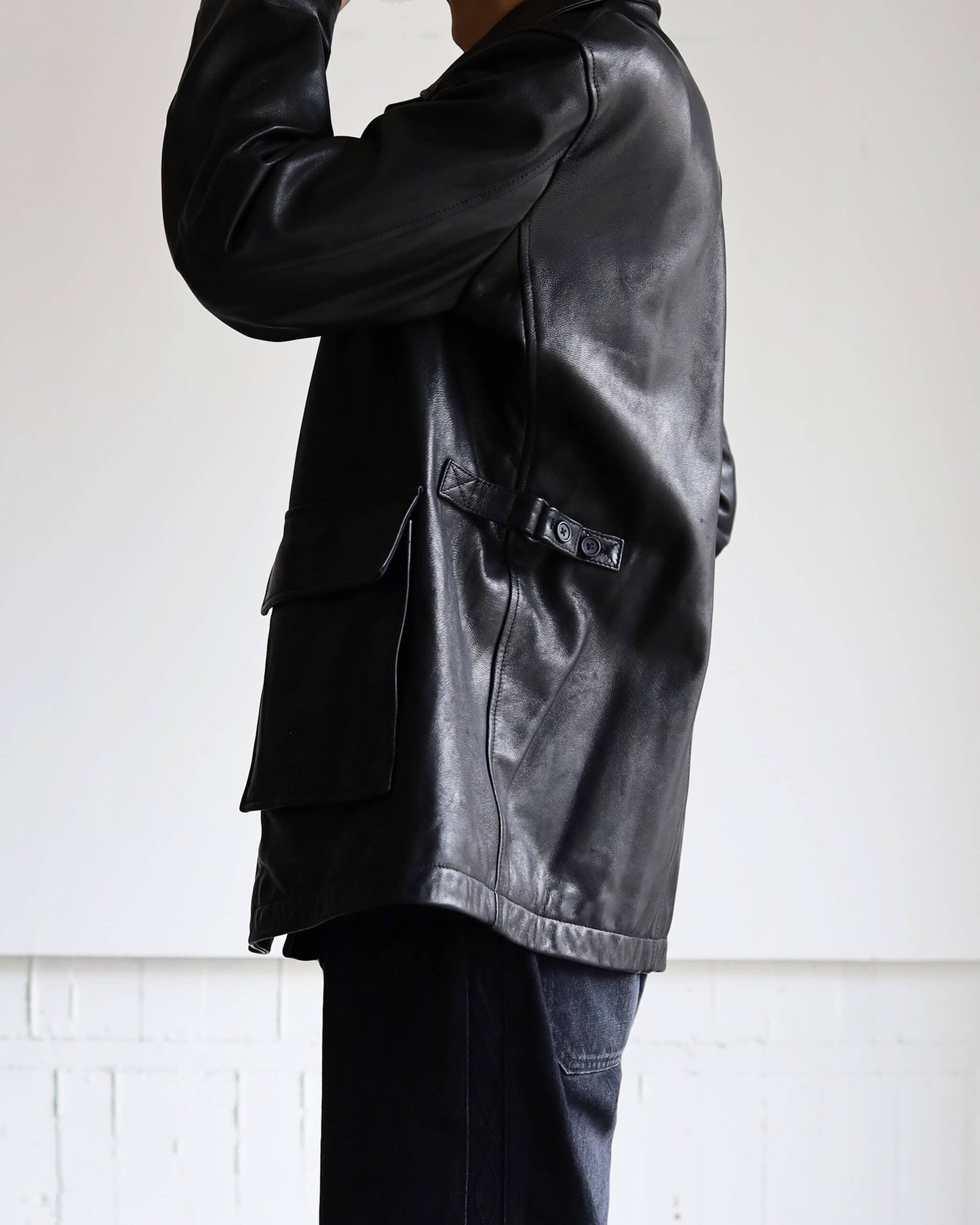 LEATHER WORK JACKET "BLACK"