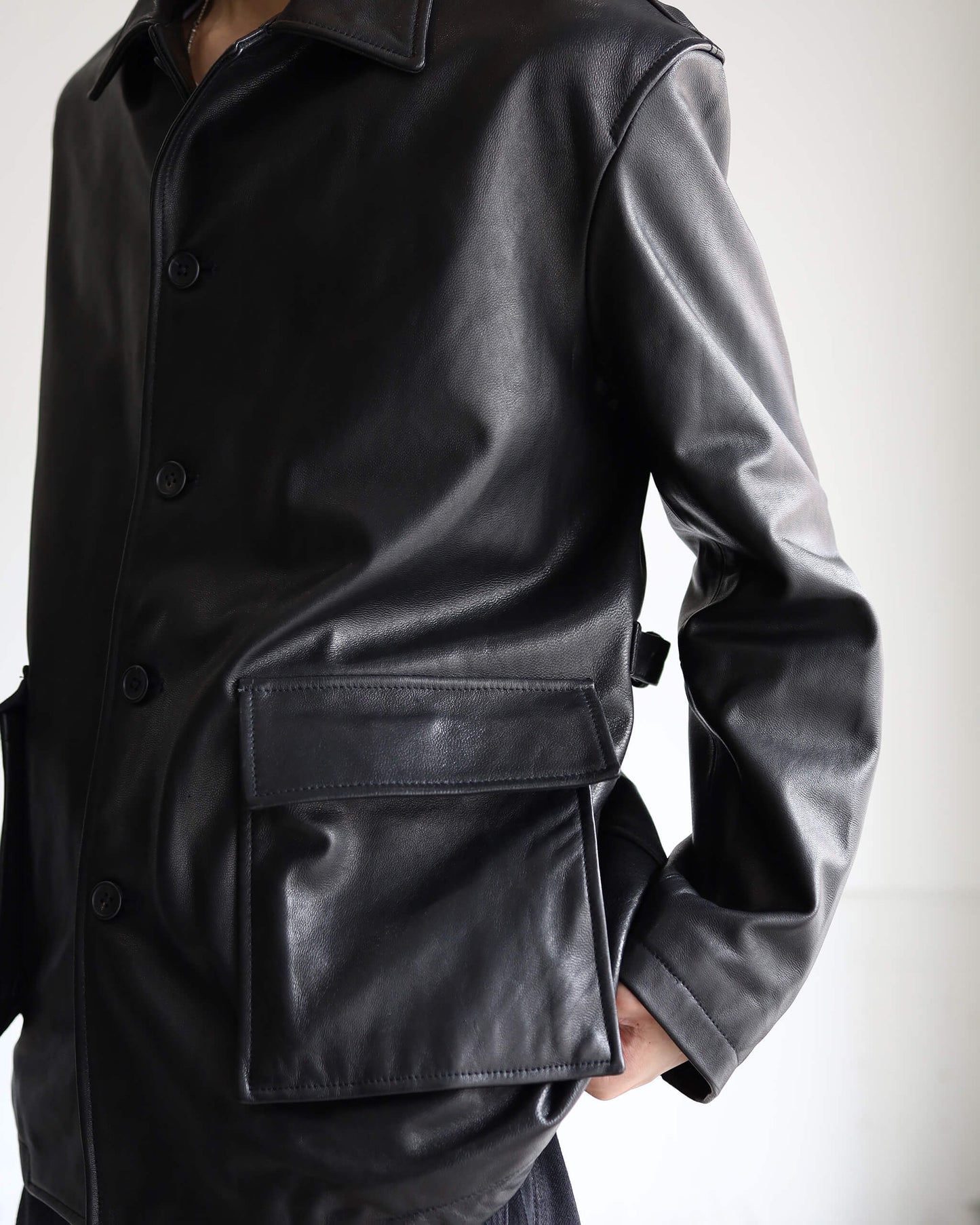 LEATHER WORK JACKET "BLACK"