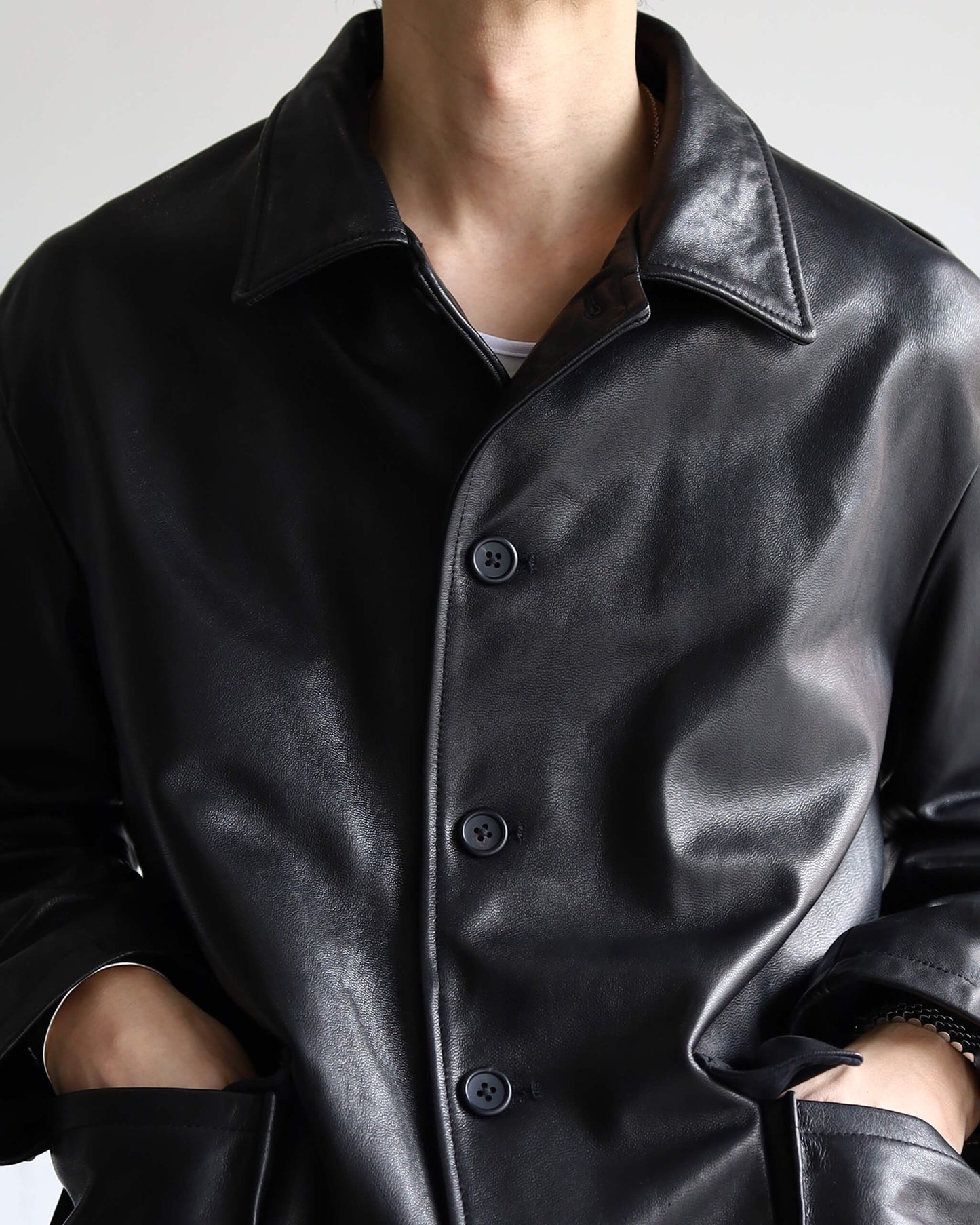 LEATHER WORK JACKET "BLACK"