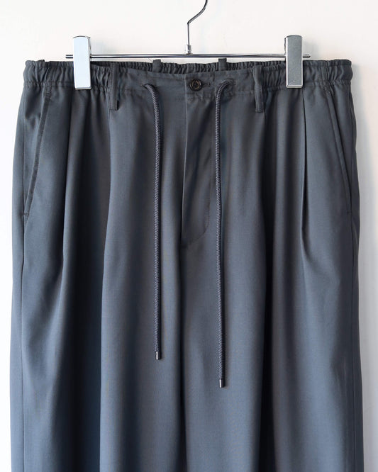 DOUBLE PLEATED EASY TROUSERS ORGANIC WOOL 2/80 TROPICAL "CHARCOAL"
