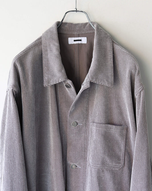 FLOCKY CORDUROY WORK JACKET "GREY × OFF WHITE"