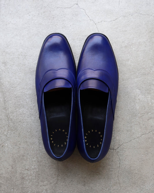 Saddle Loafer - Hand Dyed Baby Calf "Midnight Navy"