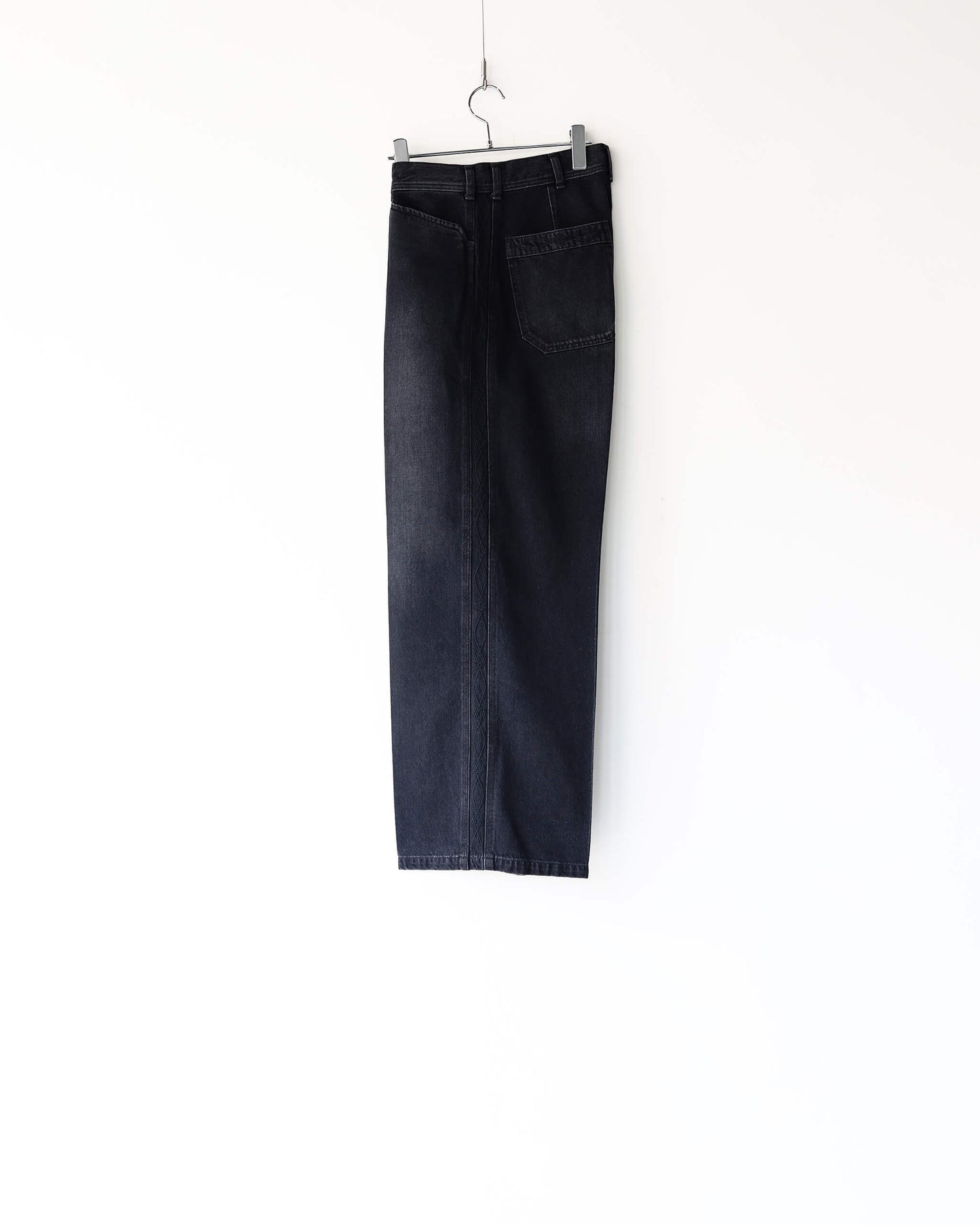 WIDE EMBROIDERY DENIM PANTS "WASHED BLACK"