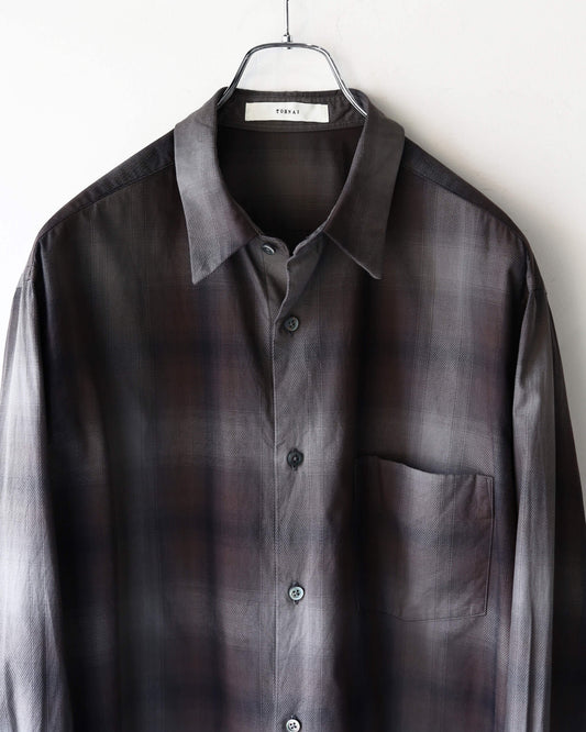 COTTON CHECK / REGULAR COLLAR SHIRT "CHARCOAL"