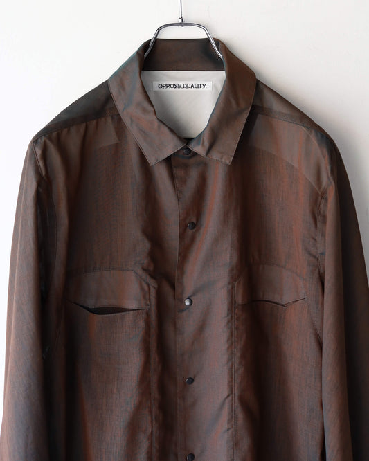 Chambray Panel Shirts "Brown"