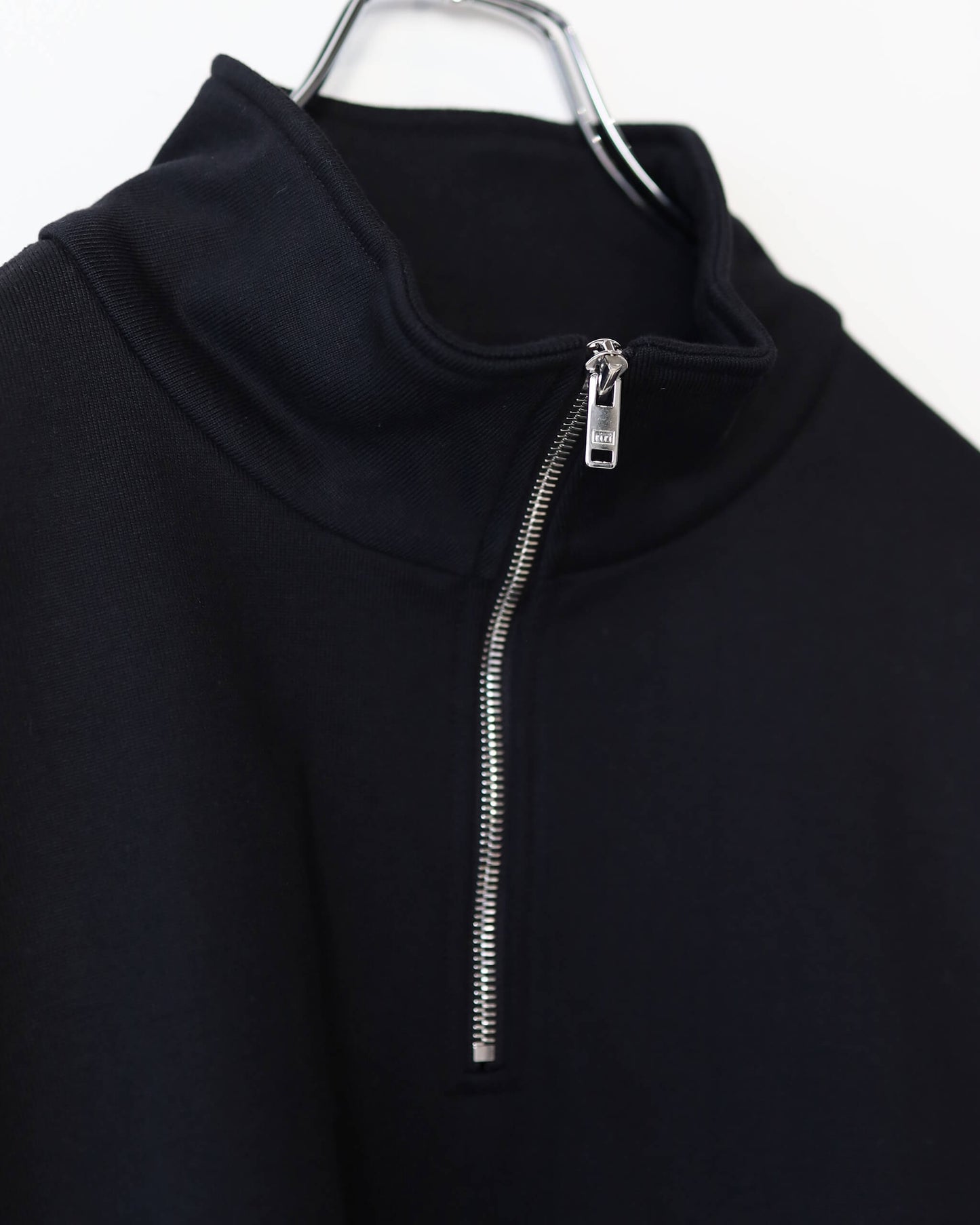 QUARTER ZIP PULL OVER ORGANIC COTTON HEAVY FLEECE "BLACK"