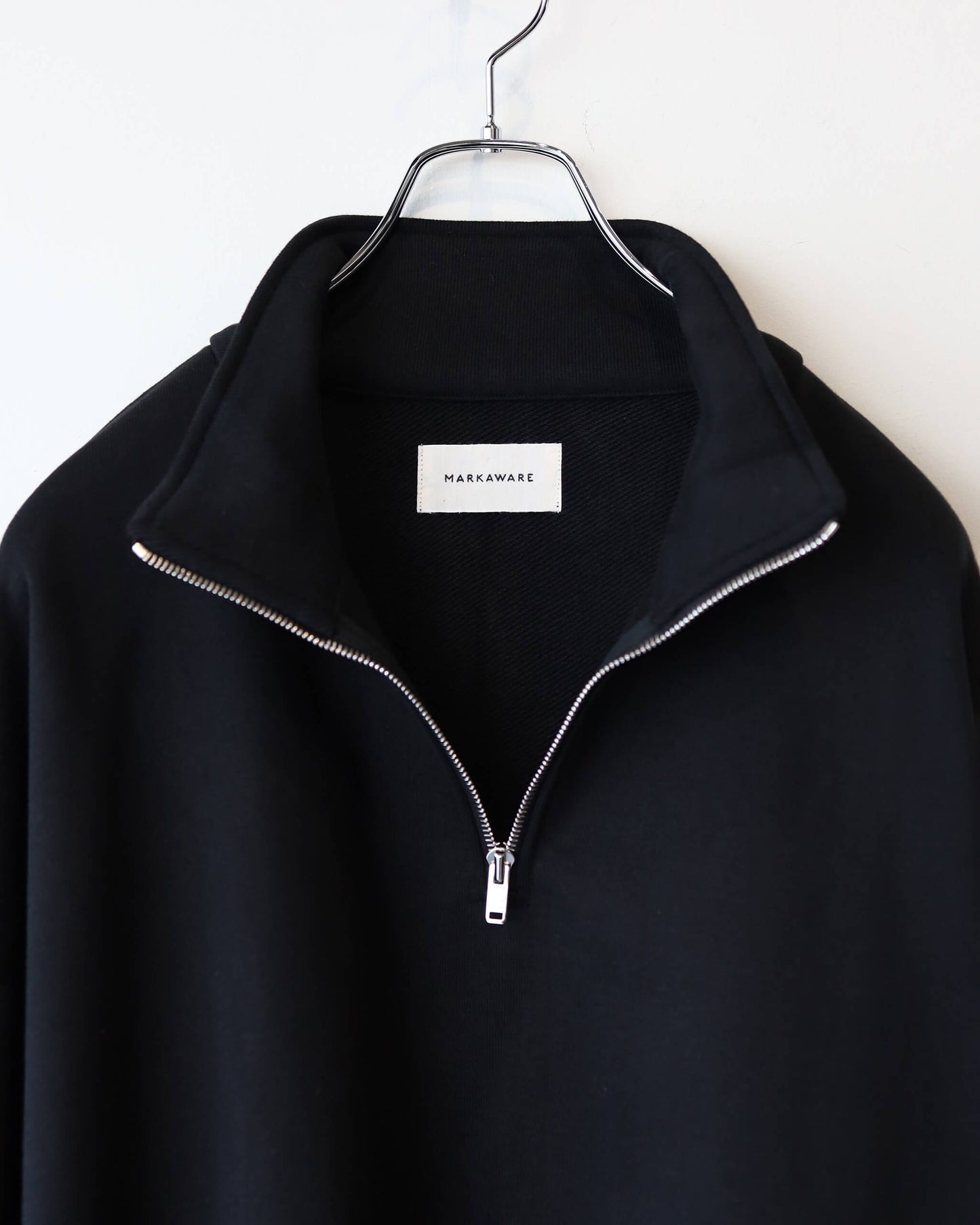 QUARTER ZIP PULL OVER ORGANIC COTTON HEAVY FLEECE "BLACK"