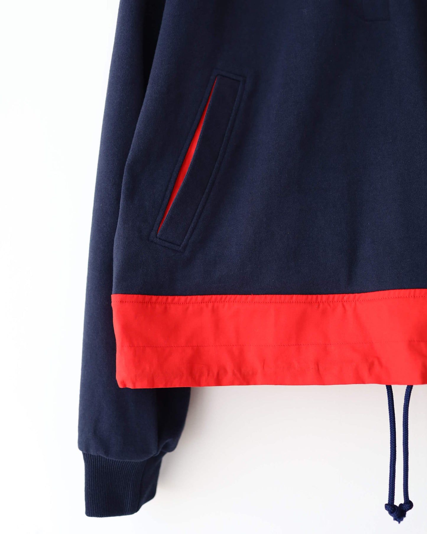 STAND COLLAR HALF ZIP SWEAT "NAVY × RED"