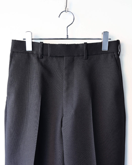 WIDE STRAIGHT TROUSERS HEAVY ORGANIC WOOL TROPICAL "BLACK"