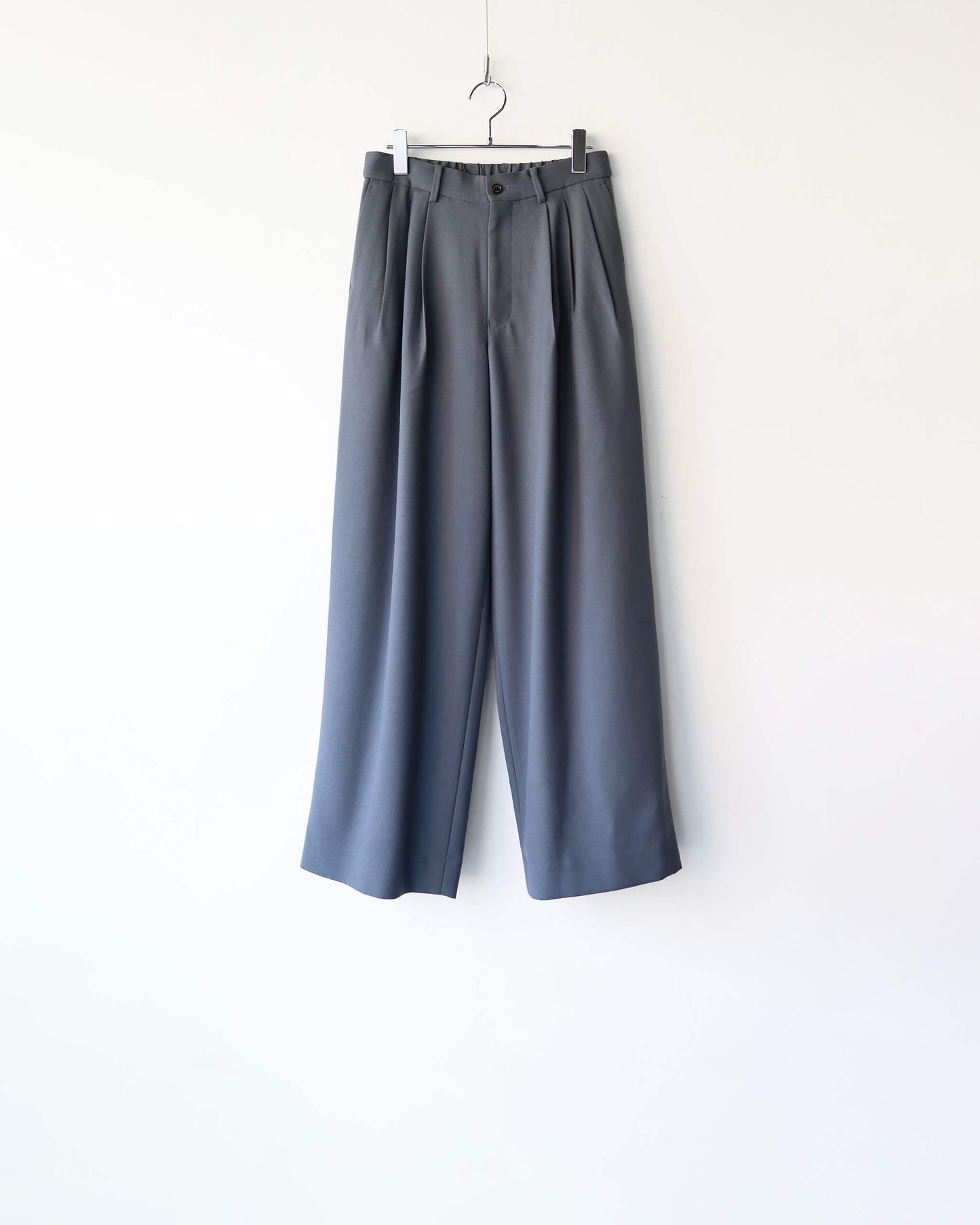 TRIPLE PLEATED WIDE TROUSERS ORGANIC WOOL SURVIVAL CLOTH®︎ "DOLPHIN GRAY"