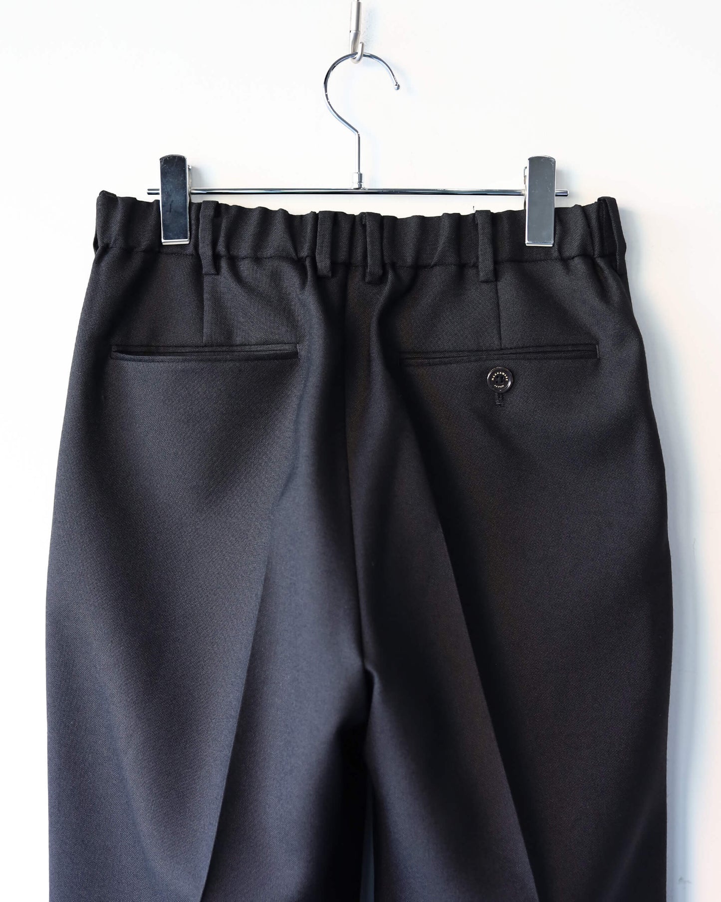 WIDE STRAIGHT TROUSERS HEAVY ORGANIC WOOL TROPICAL "BLACK"