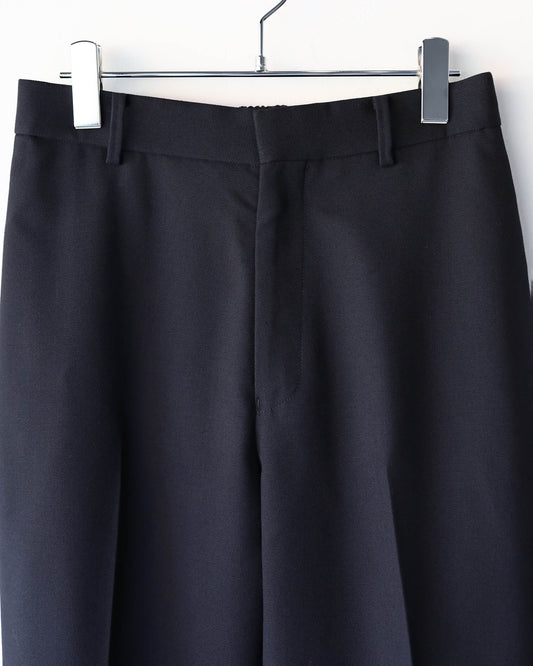 FLAT TAPERED TROUSERS ORGANIC WOOL SURVIVAL CLOTH®︎ "BLACK"