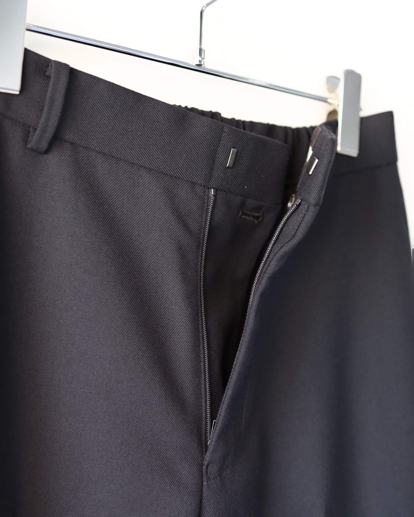 FLAT TAPERED TROUSERS ORGANIC WOOL SURVIVAL CLOTH®︎ "BLACK"