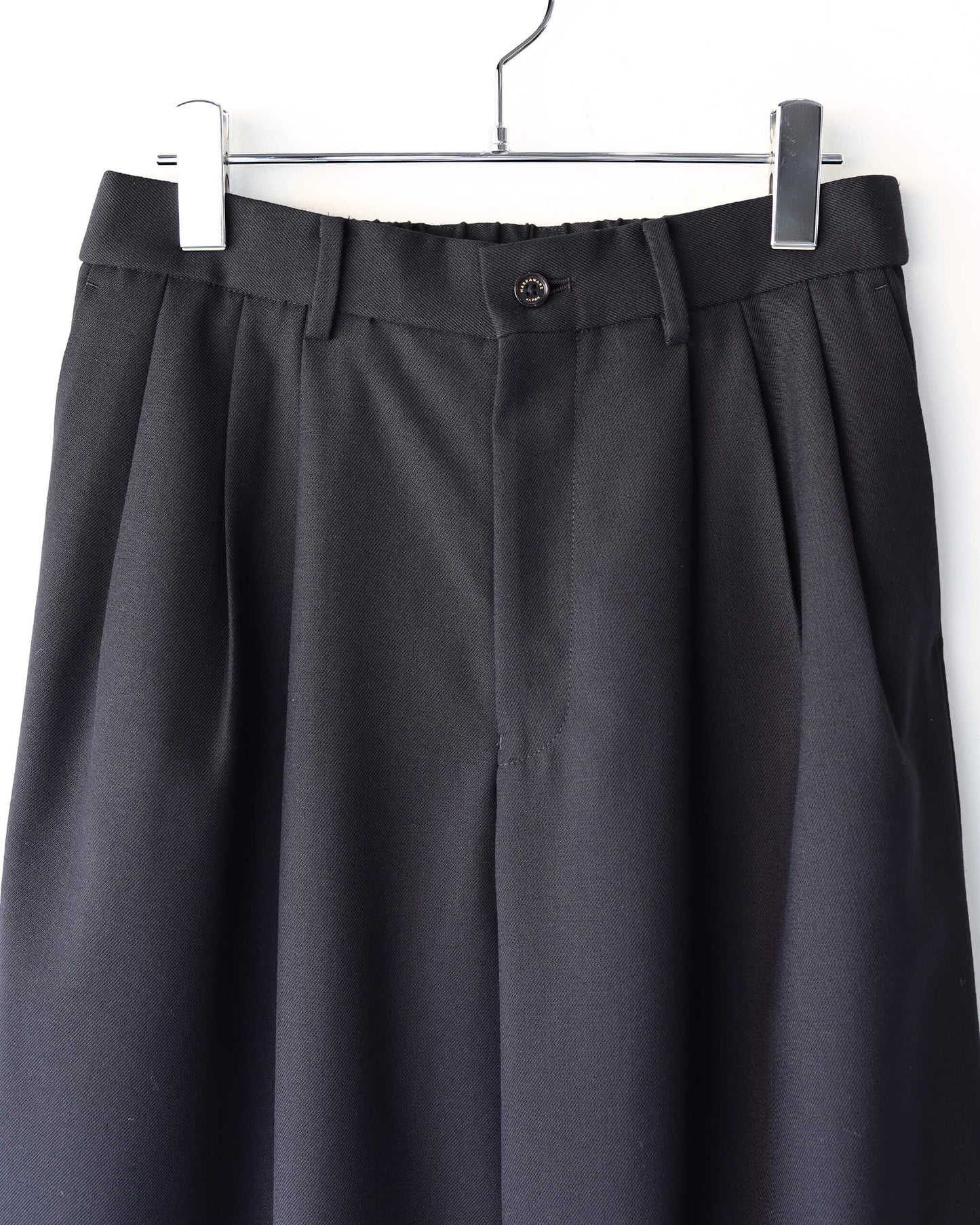 TRIPLE PLEATED WIDE TROUSERS ORGANIC WOOL SURVIVAL CLOTH®︎ "BLACK"