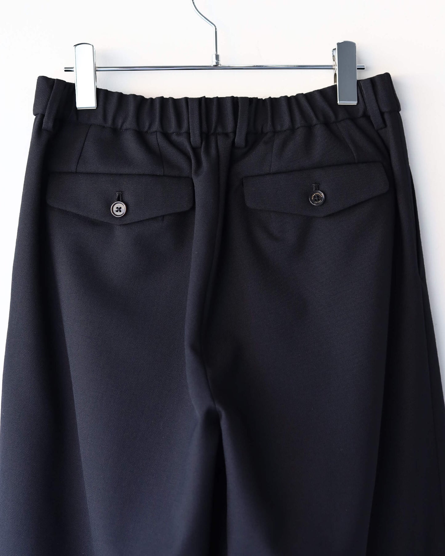 TRIPLE PLEATED WIDE TROUSERS ORGANIC WOOL SURVIVAL CLOTH®︎ "BLACK"