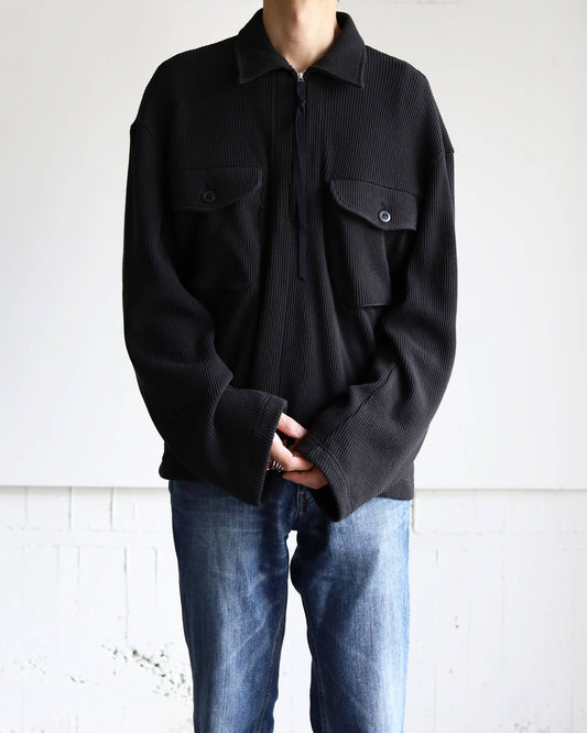 WAFFLE POLO SHIRT "Bk"