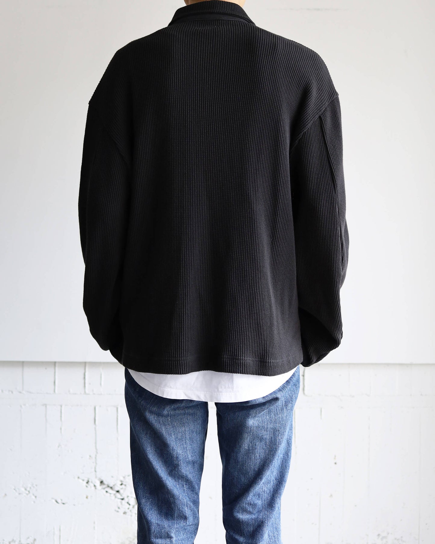 WAFFLE POLO SHIRT "Bk"