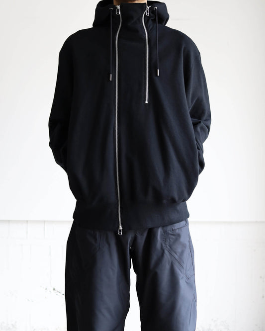 DOUBLE FRONT SWEAT HOODIE "Bk"