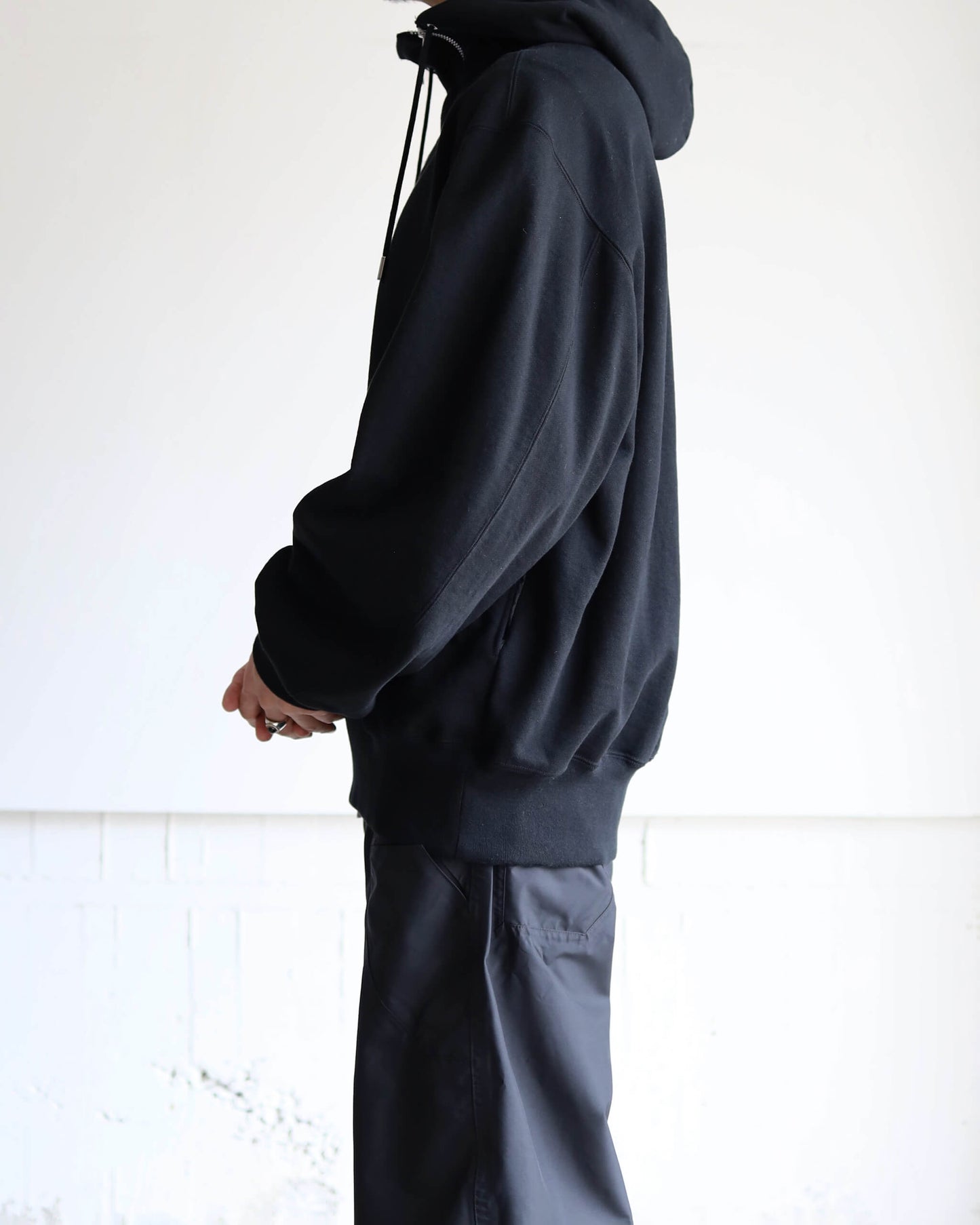 DOUBLE FRONT SWEAT HOODIE "Bk"