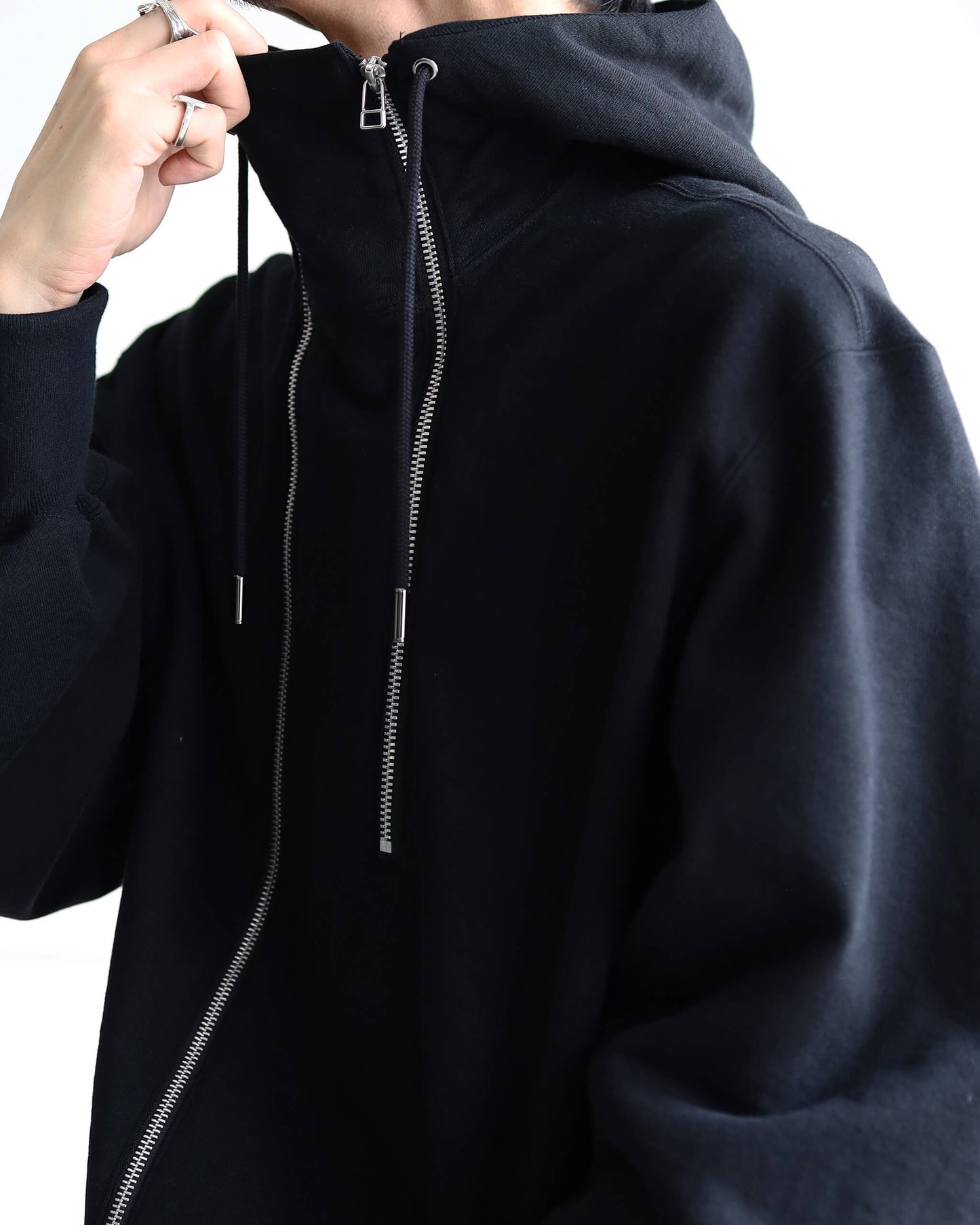 DOUBLE FRONT SWEAT HOODIE "Bk"