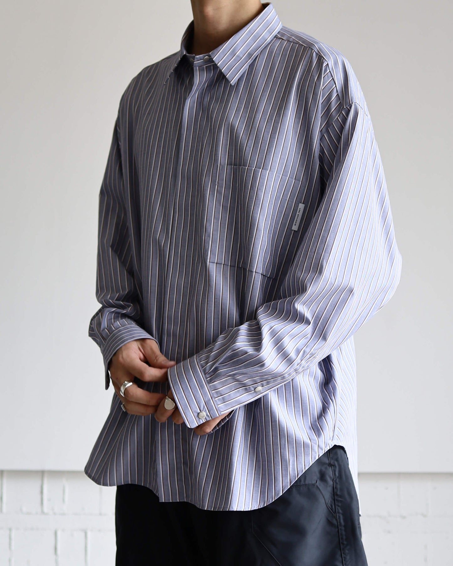 GIZA STRIPE SHIRTS "NAVY"