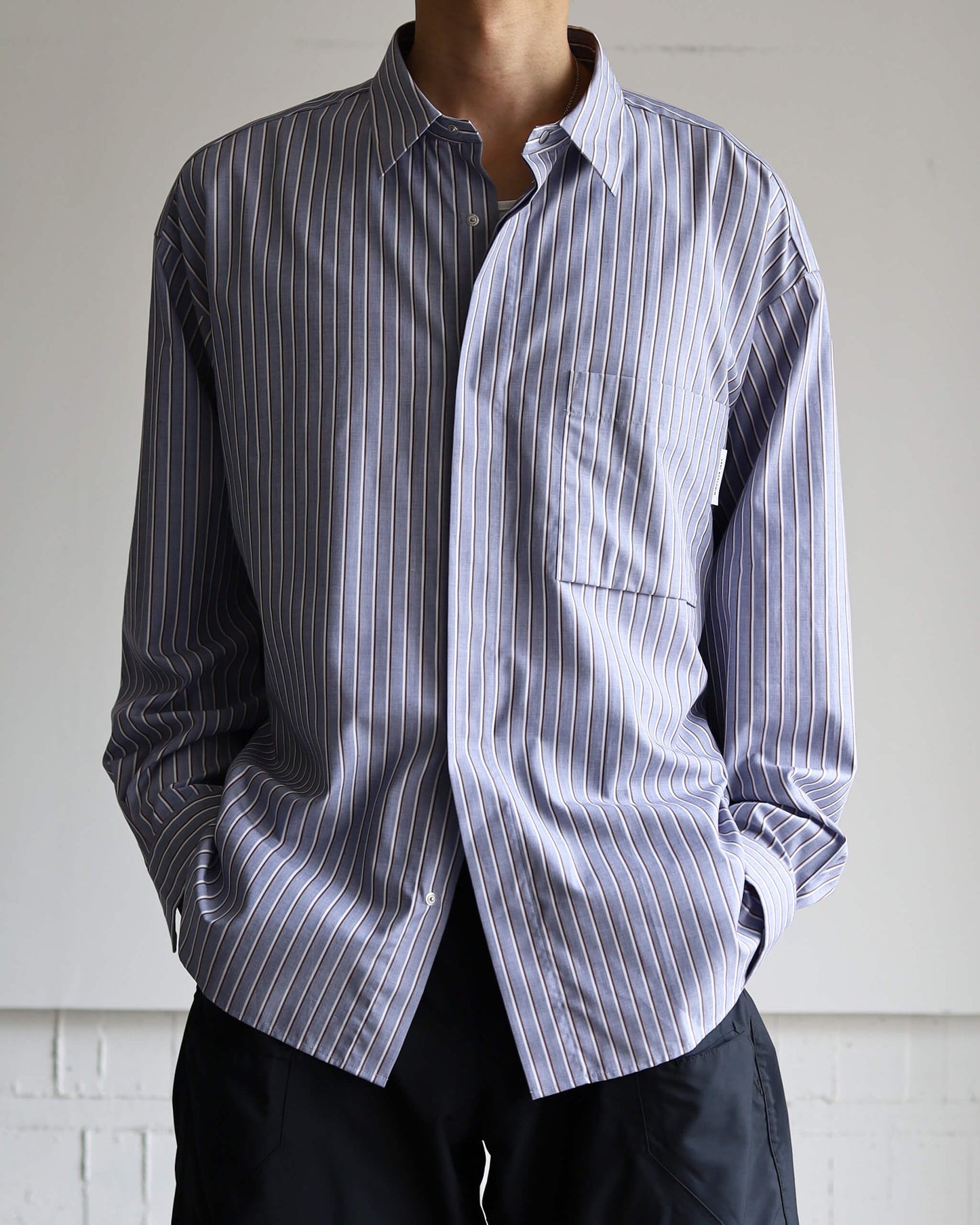 GIZA STRIPE SHIRTS "NAVY"