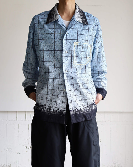 FLANNEL OPEN COLLAR SHIRT SKY "SAX"