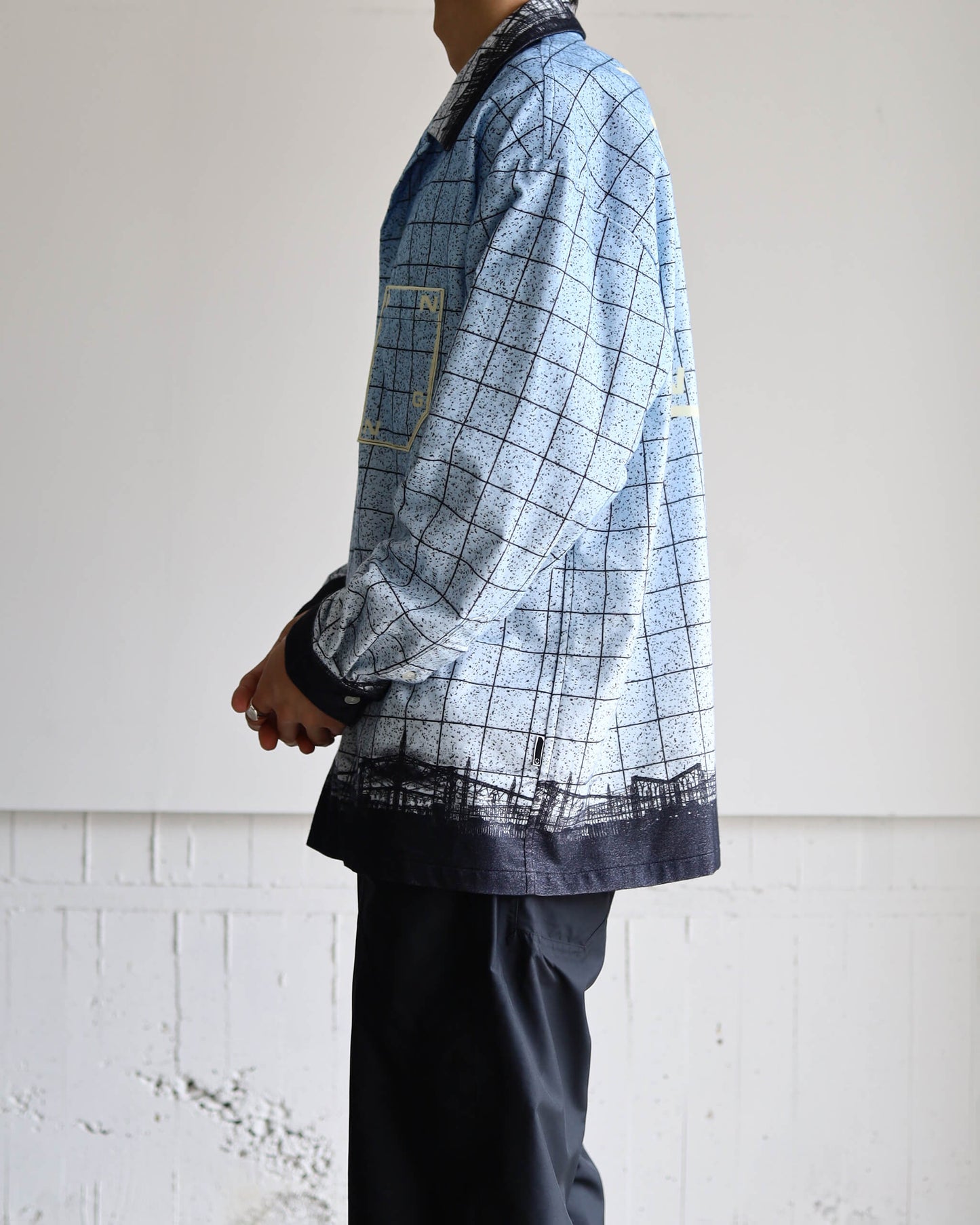 FLANNEL OPEN COLLAR SHIRT SKY "SAX"