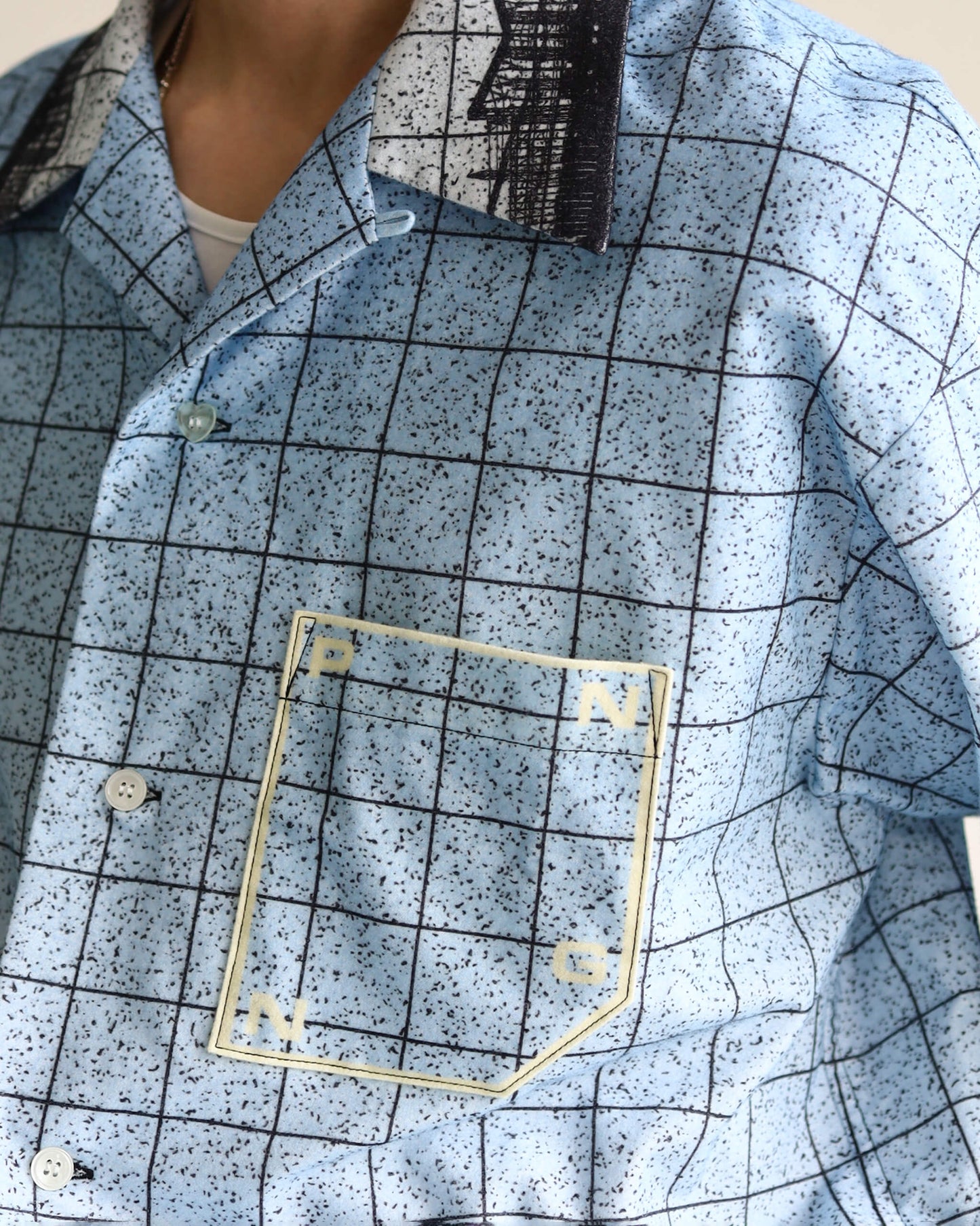 FLANNEL OPEN COLLAR SHIRT SKY "SAX"