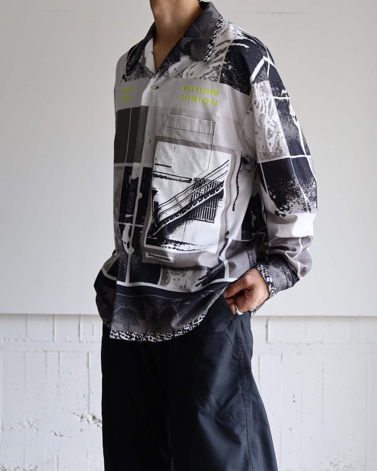 FLANNEL OPEN COLLAR SHIRT AGENT "GREY"