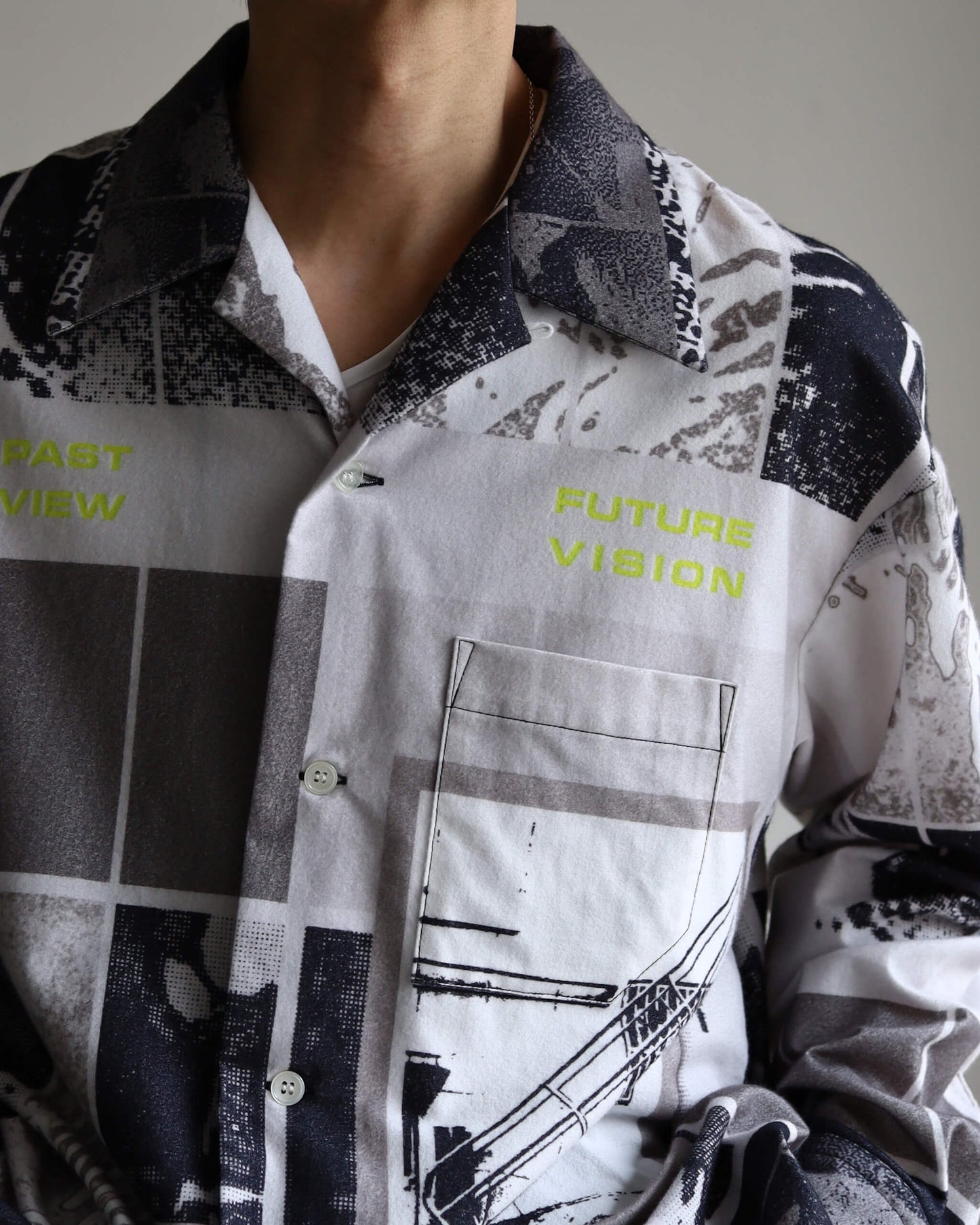 FLANNEL OPEN COLLAR SHIRT AGENT "GREY"