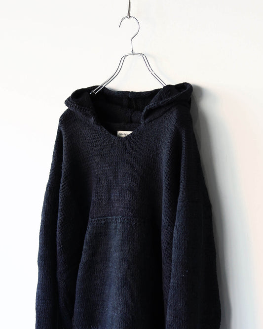 Handspun Charkha Knit Hoodie "BLACK"
