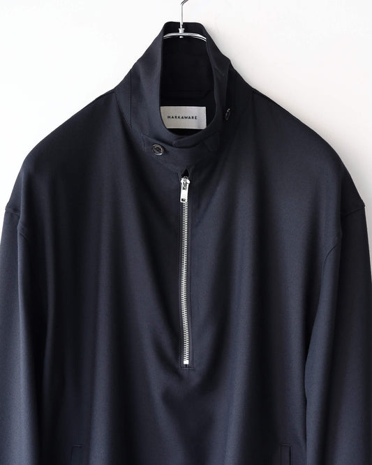 HALF ZIP SURVICE JACKET 2/80 ORGANIC WOOL VIYELLA "BLACK"