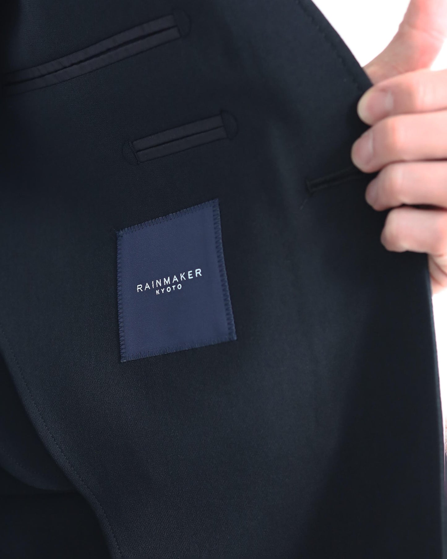 DOUBLE CLOTH NO COLLAR JACKET "BLACK"