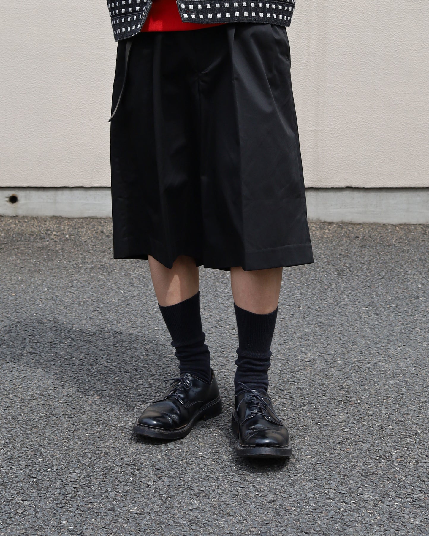 TACKED CHINO SHORTS - PLANE - WIDE "BLACK"