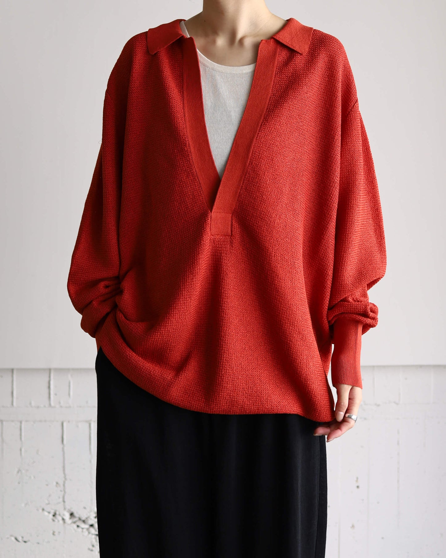 Paper & Recycled polyester Skipper knit wear "Red"