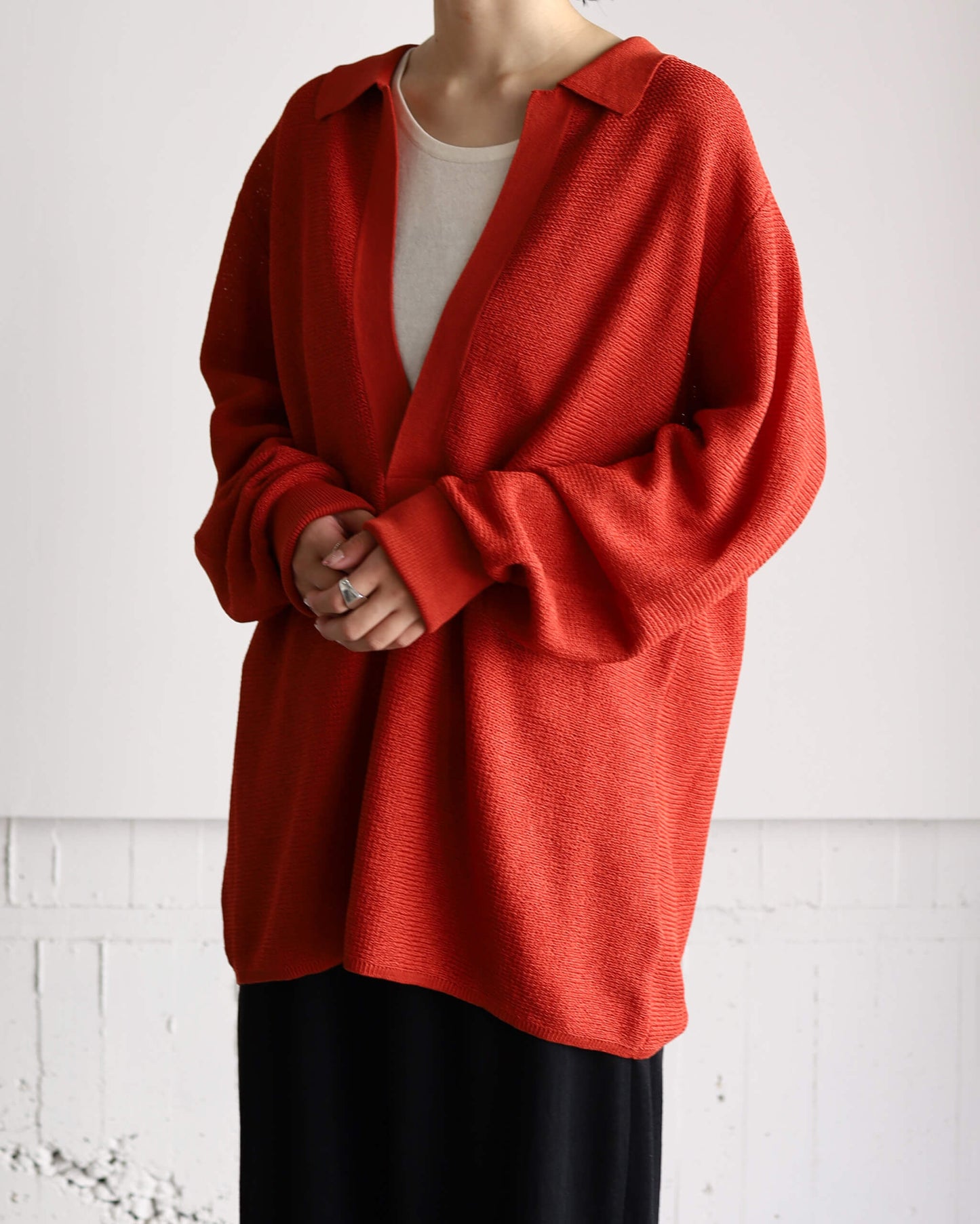 Paper & Recycled polyester Skipper knit wear "Red"