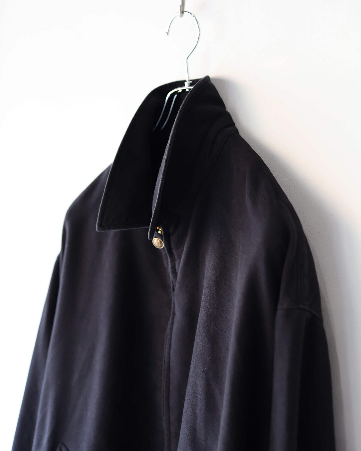 Cotton Moleskin Harrington Jacket "BLACK"