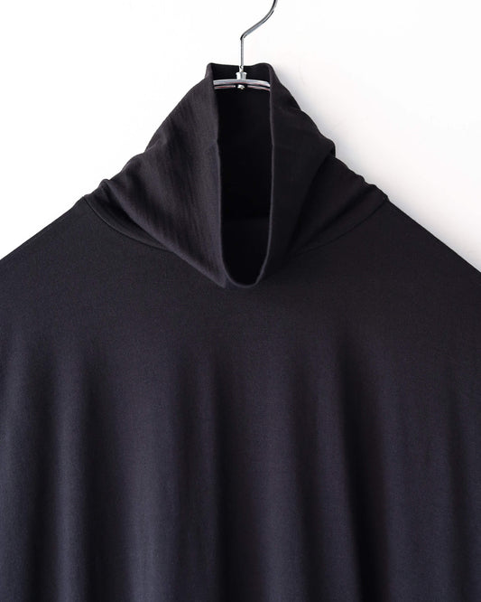 LONG SLEEVE TURTLE NECK SUPER 160s WASHABLE KNIT "BLACK"