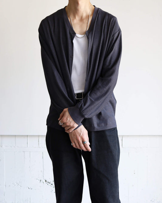 CARDIGAN RAMIE KNIT "SILVER GRAY"
