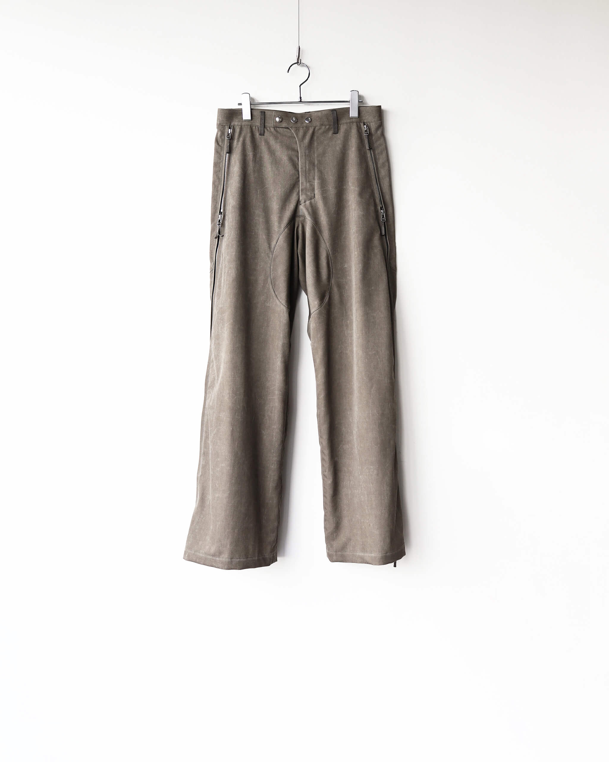 NULABEL NATURAL DYED WOOL GABARDINE ZIP TROUSERS 