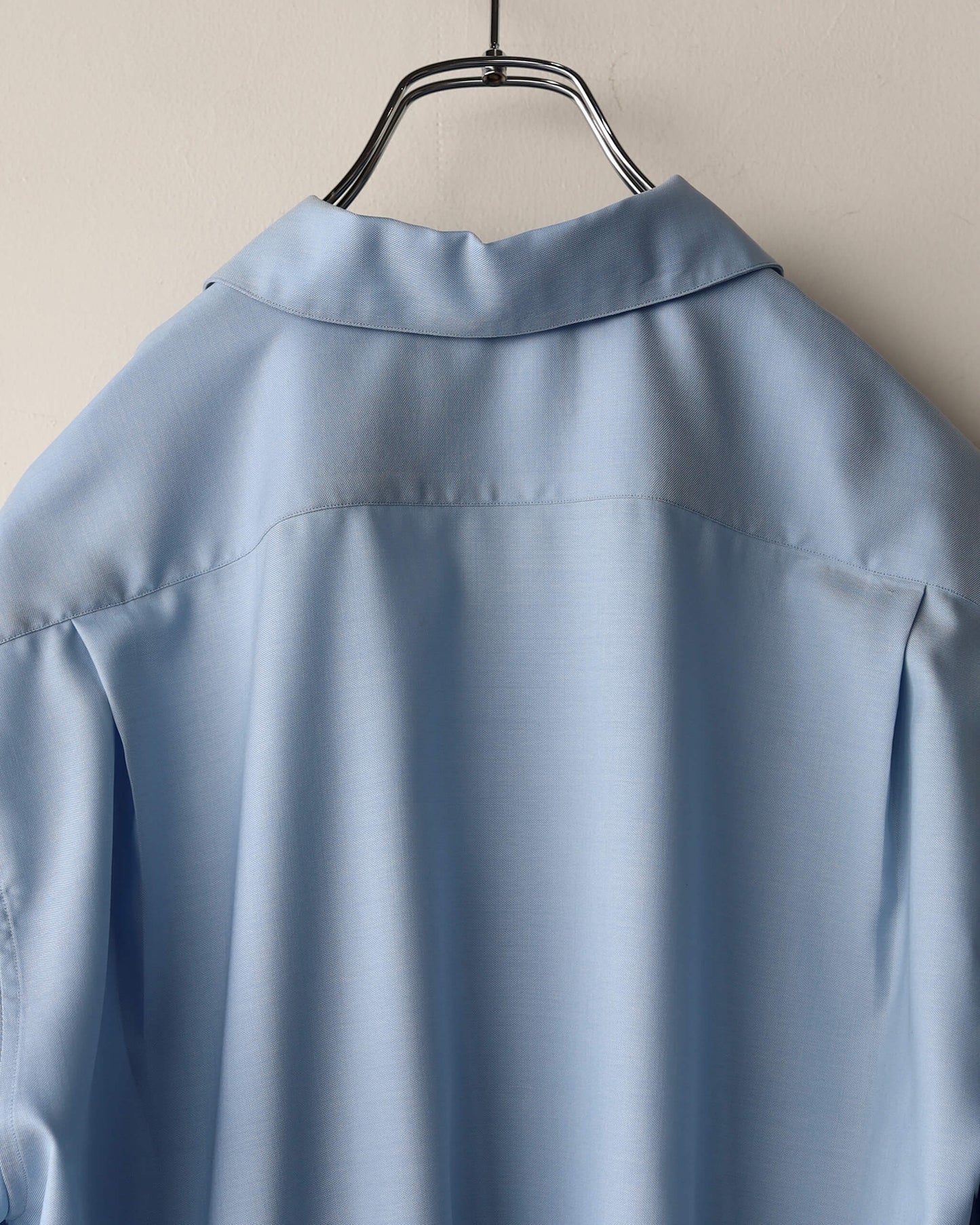 ITALIAN OPEN COLLAR SHIRT SUPER 160's WASHABLE WOOL OXFORD "SAXE"