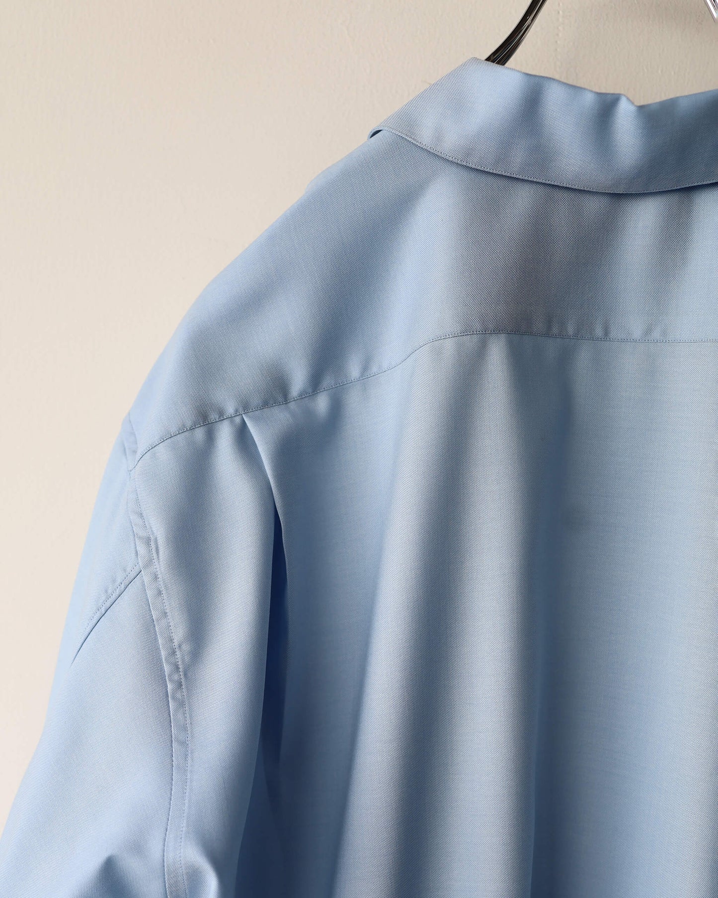 ITALIAN OPEN COLLAR SHIRT SUPER 160's WASHABLE WOOL OXFORD "SAXE"