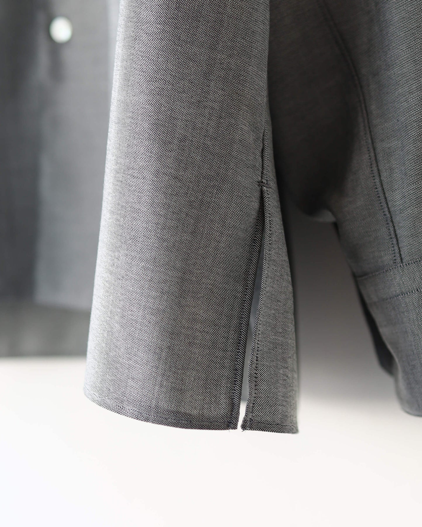 ITALIAN OPEN COLLAR SHIRT SUPER 160's WASHABLE WOOL OXFORD "GRAY"