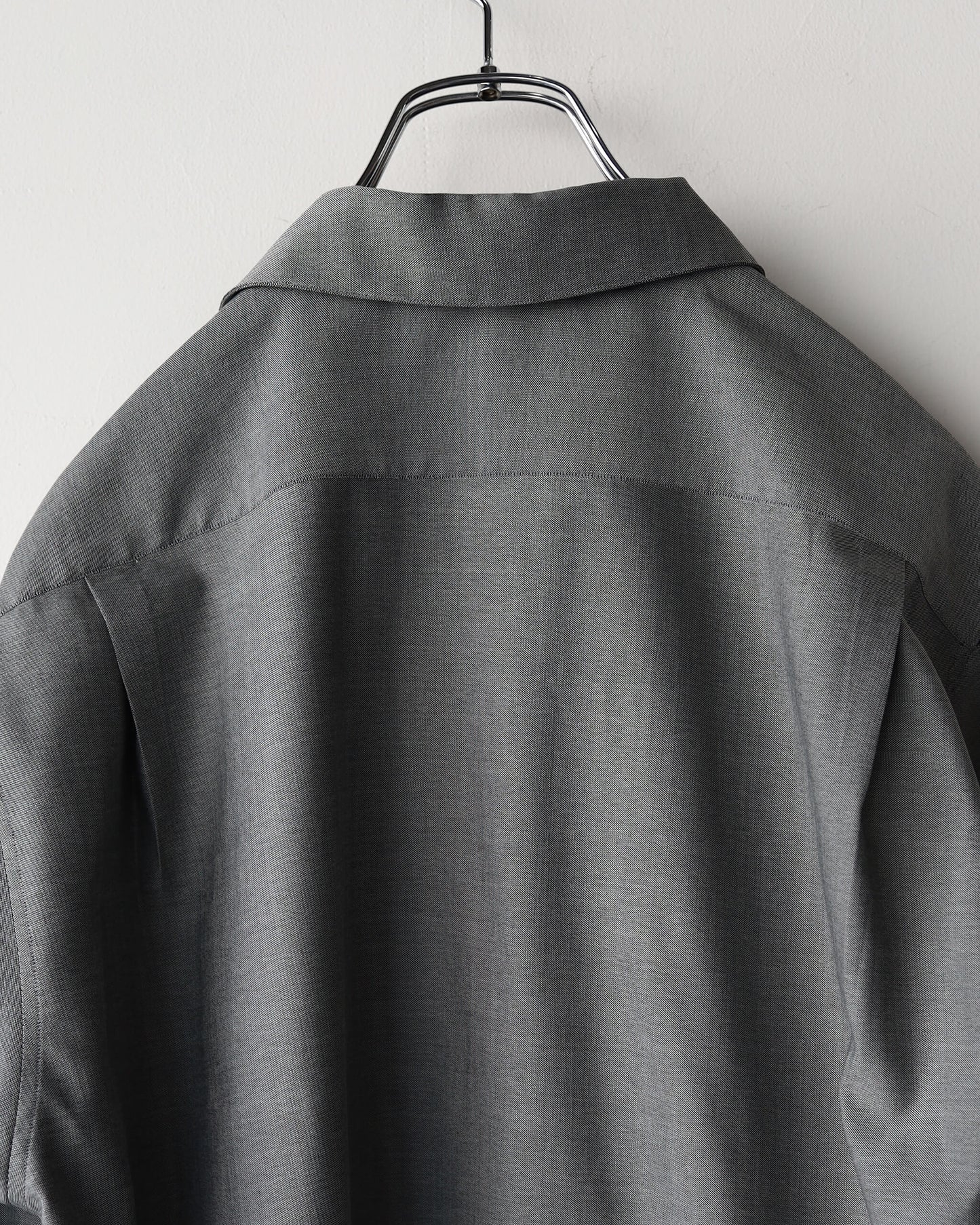 ITALIAN OPEN COLLAR SHIRT SUPER 160's WASHABLE WOOL OXFORD "GRAY"